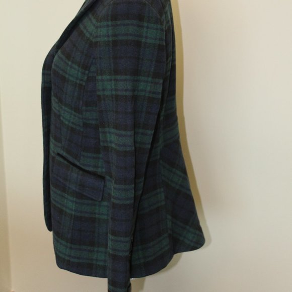 NWT Tablots Brushed Wool Blue Plaid Double Breasted Blazer, 4P - Picture 4 of 9